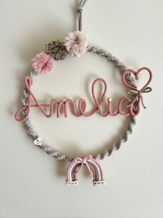 Fiocco nascita con nome in Tricotin - MacraLu di Ludovica Mazzanti