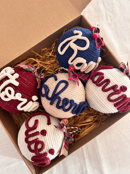 Palline di Natale in Tricotin con nome