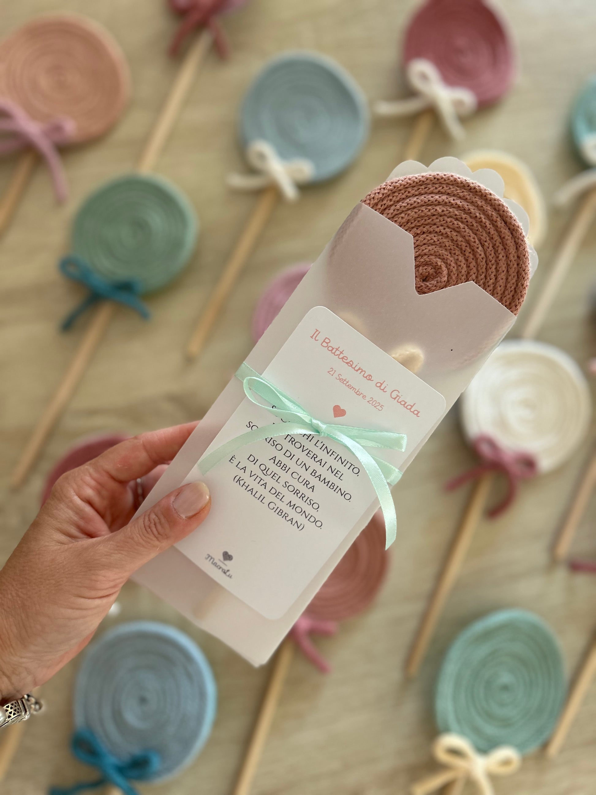 Maxi lecca lecca bomboniera segnaposto con matita - MacraLu di Ludovica Mazzanti