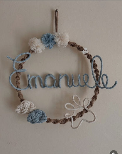 Fiocco nascita con nome in Tricotin - MacraLu di Ludovica Mazzanti