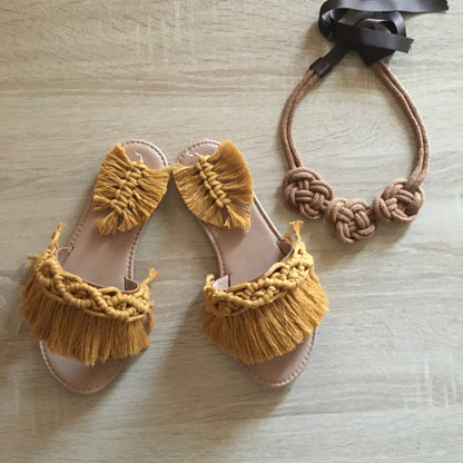 Ciabattina in Macramè mod. Orchidea - MacraLu di Ludovica Mazzanti