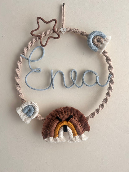 Fiocco nascita “Leone” con nome in Tricotin - MacraLu di Ludovica Mazzanti