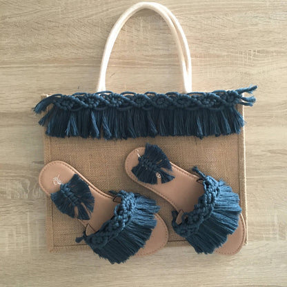 Ciabattina in Macramè mod. Orchidea - MacraLu di Ludovica Mazzanti