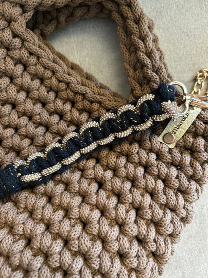 Portachiavi Infinity • Macramè con cordino strass - MacraLu di Ludovica Mazzanti