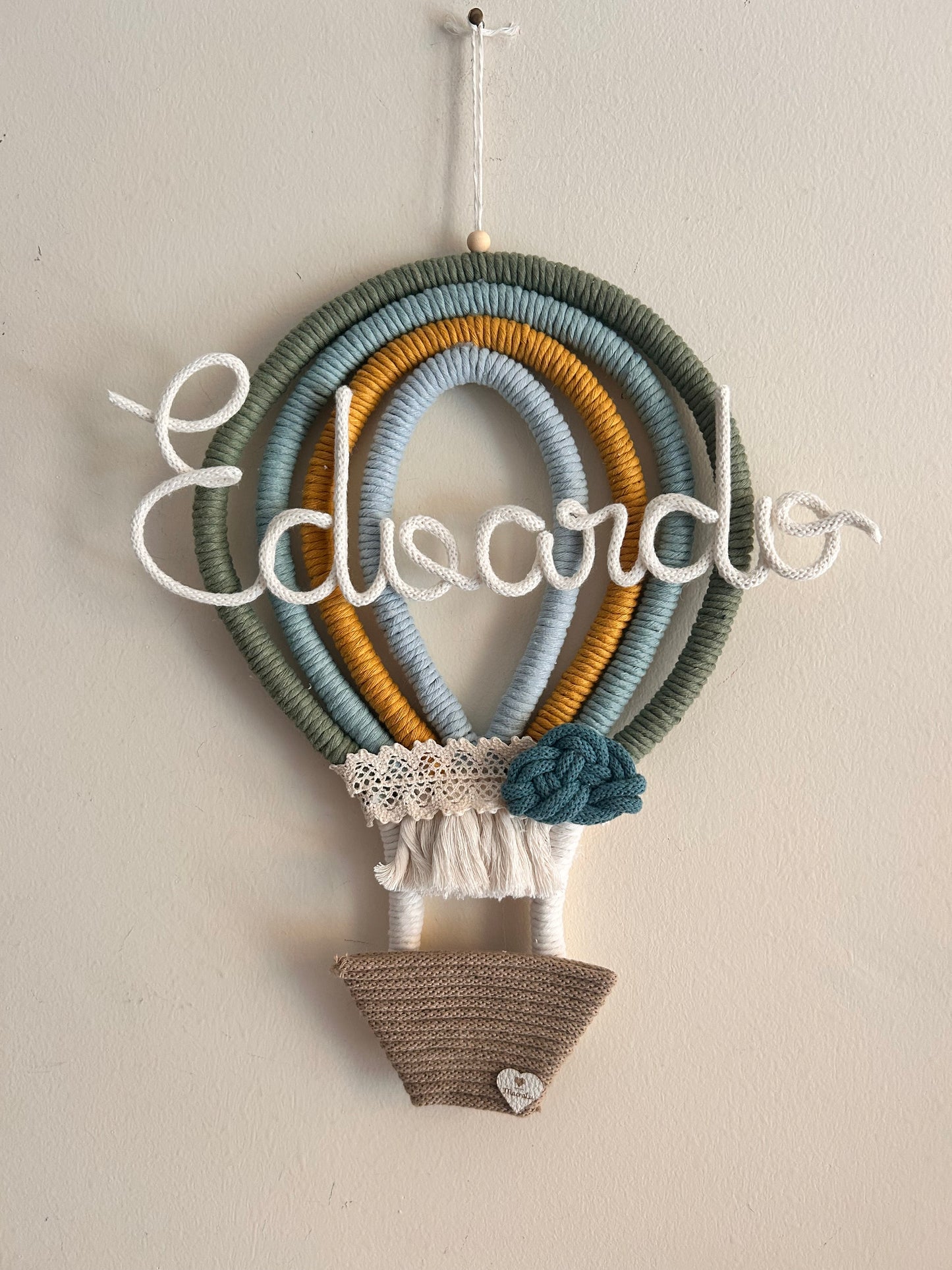 Mongolfiera Macramè • Ghirlanda nascita - MacraLu di Ludovica Mazzanti