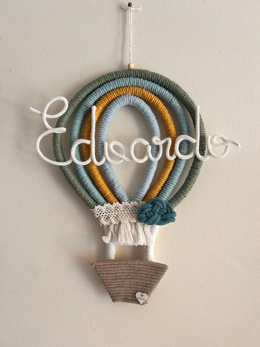 Mongolfiera Macramè • Ghirlanda nascita - MacraLu di Ludovica Mazzanti