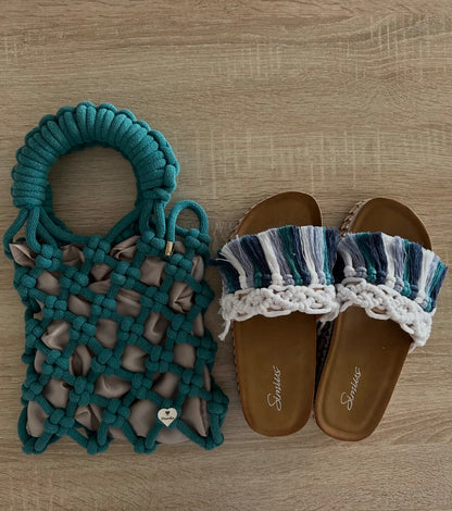 Ciabattina in Macramè mod. Mimosa - MacraLu di Ludovica Mazzanti