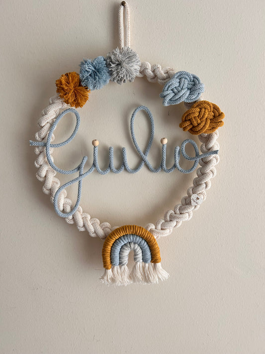 Fiocco nascita con nome in Tricotin - MacraLu di Ludovica Mazzanti