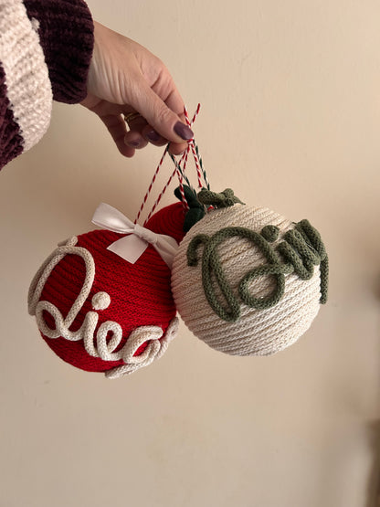 Palline di Natale in Tricotin con nome