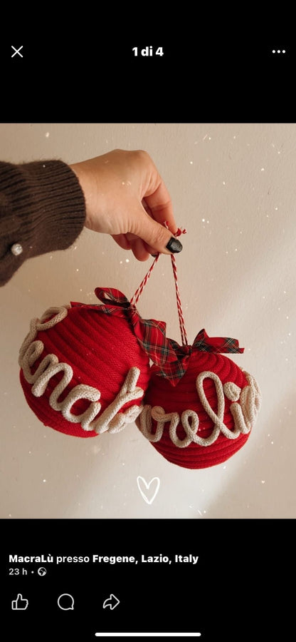 Palline di Natale in Tricotin con nome