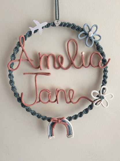 Fiocco nascita con nome in Tricotin - MacraLu di Ludovica Mazzanti