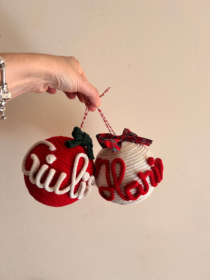 Palline di Natale in Tricotin con nome