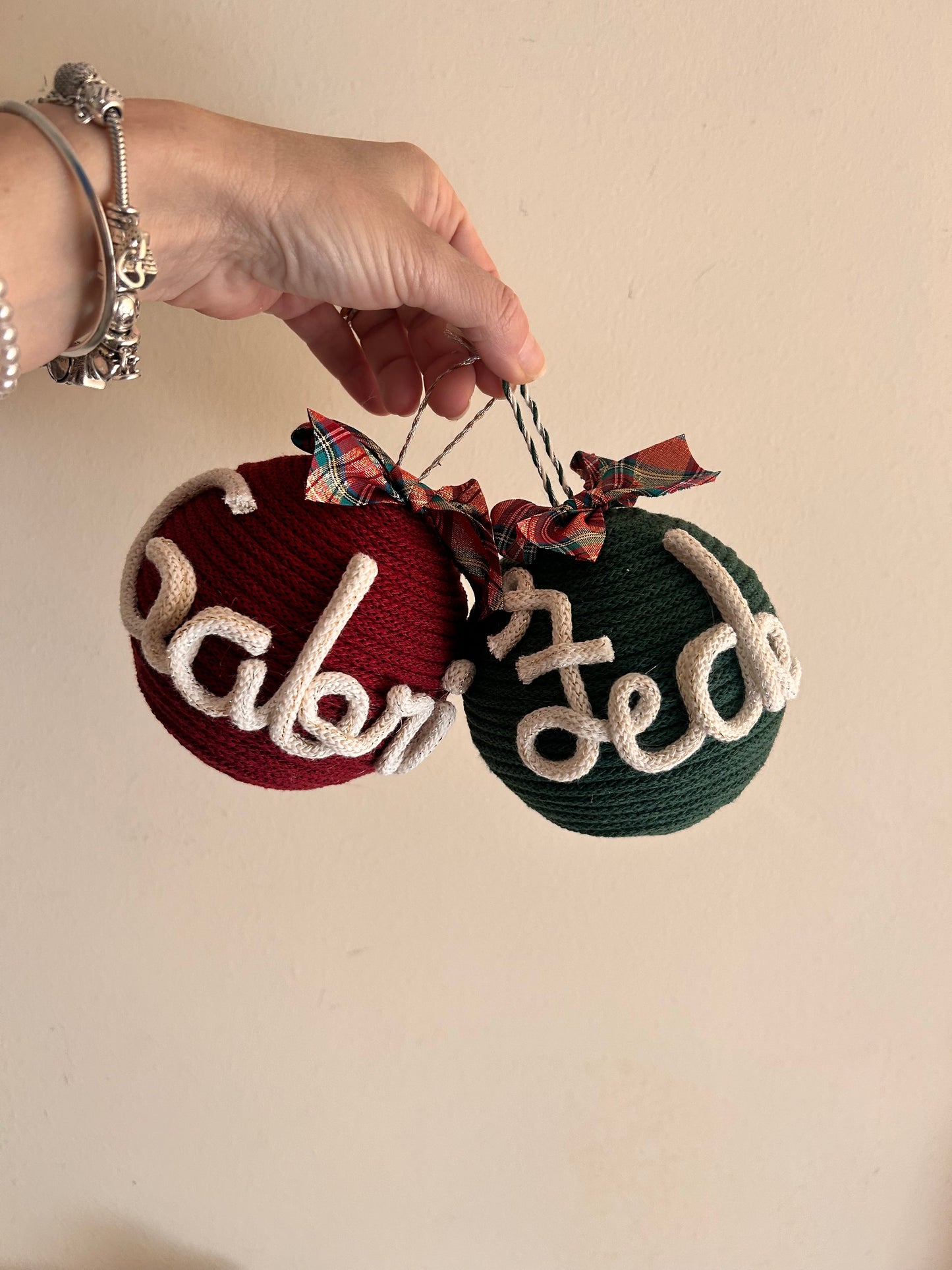 Palline di Natale in Tricotin con nome