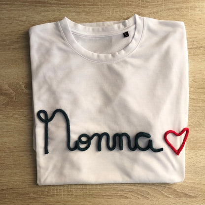 Children's T-shirt with name in Tricotin