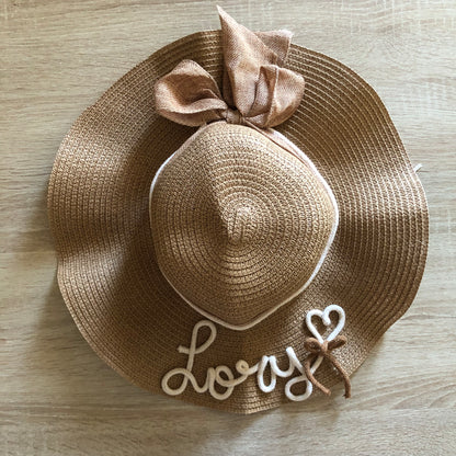 Women's beach hat with name and decoration