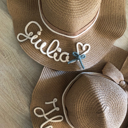 Women's beach hat with name and decoration