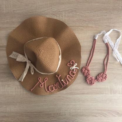 Women's beach hat with name and decoration