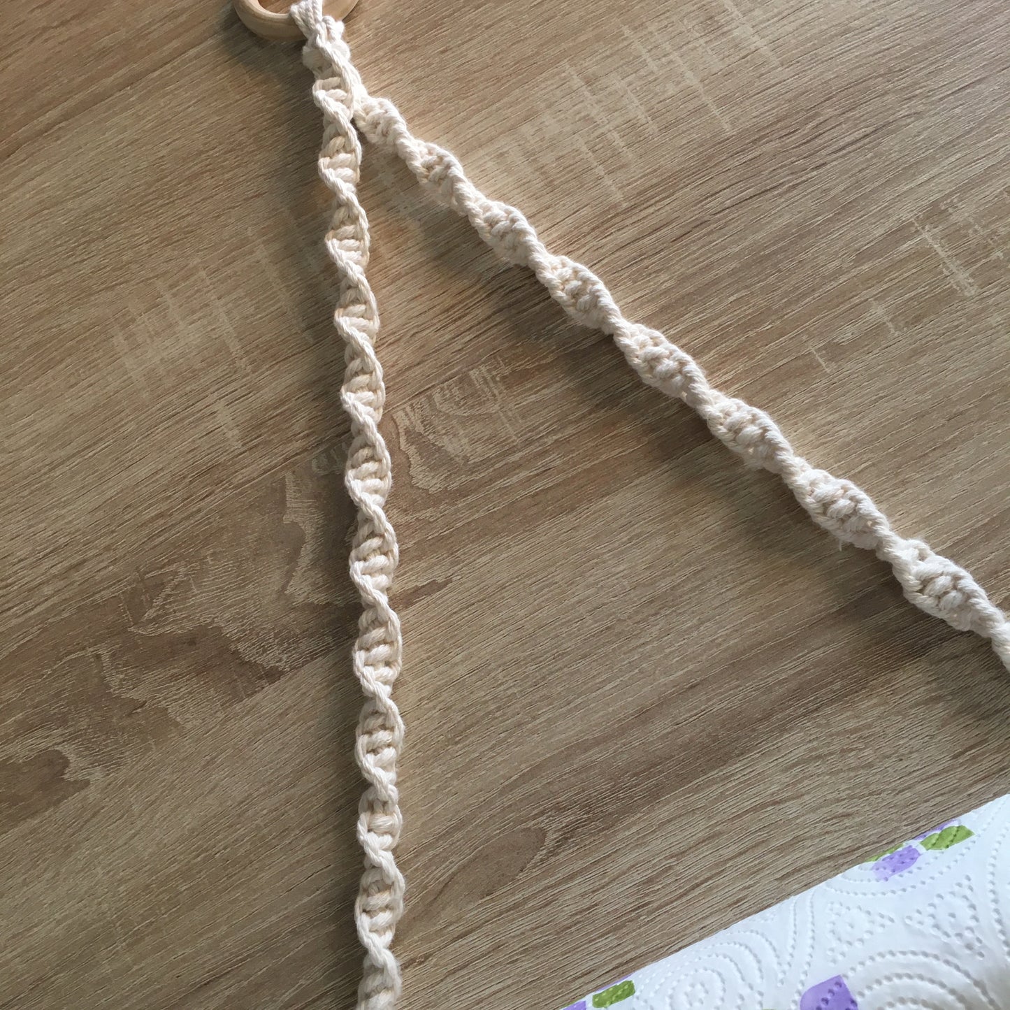 Macramé paper towel roll holder